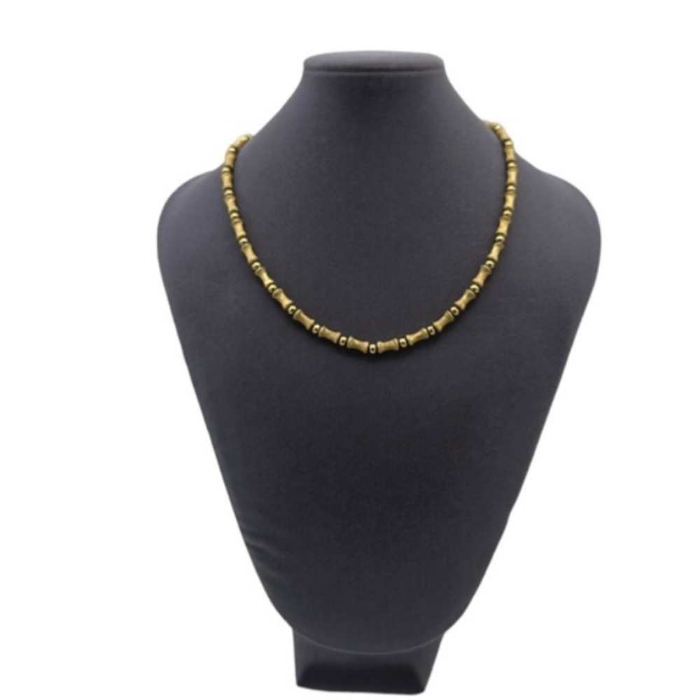 Vintage Dreamy Monet Gold Bamboo Beaded Link Runway Necklace